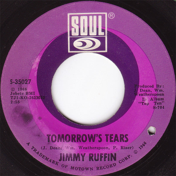 Jimmy Ruffin : I've Passed This Way Before / Tomorrow's Tears (7", Single, Ame)