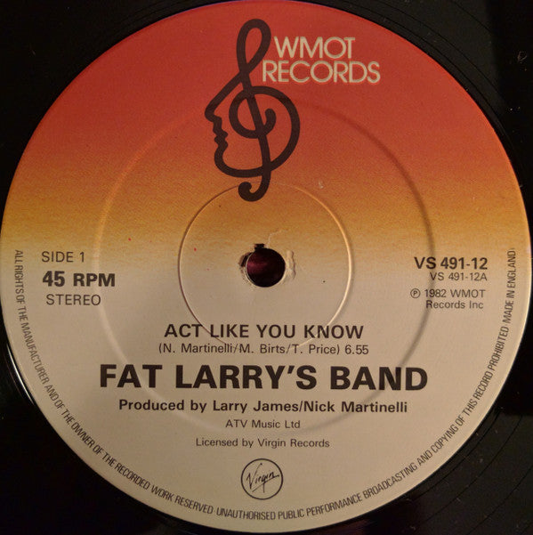 Fat Larry's Band : Act Like You Know (12", Single)