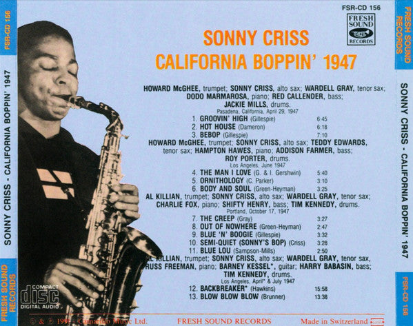 Sonny Criss : California Boppin' 1947 (CD, Comp)
