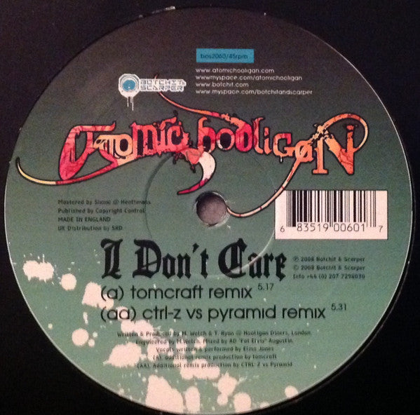 Atomic Hooligan : I Don't Care (12")