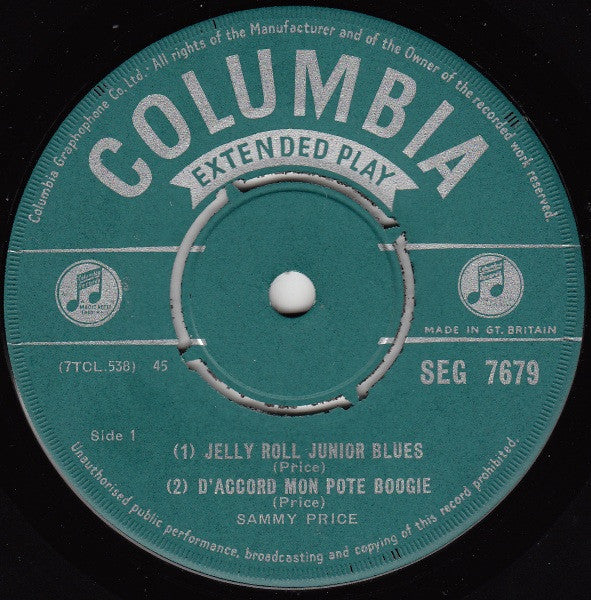 Sammy Price : Original Sammy Blues (7", EP)