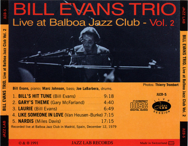 The Bill Evans Trio : Live At Balboa Jazz Club Vol. 2 (CD, Comp)