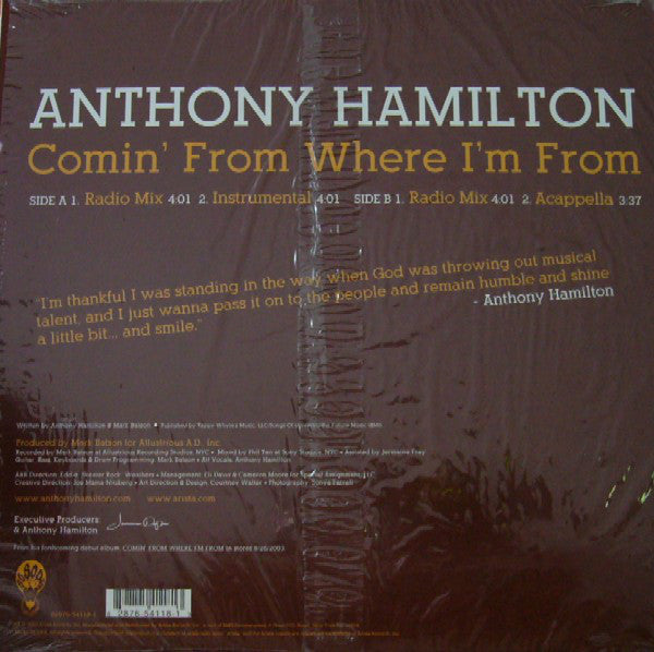 Anthony Hamilton : Comin' From Where I'm From (12")