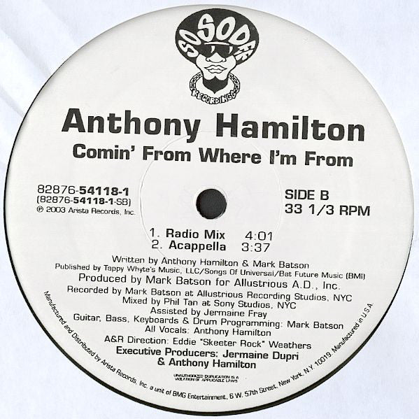 Anthony Hamilton : Comin' From Where I'm From (12")