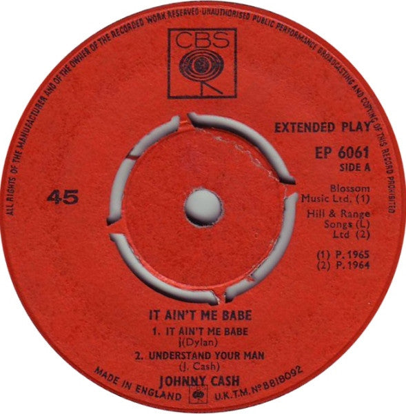 Johnny Cash : It Ain't Me Babe (7", EP, 4-P)
