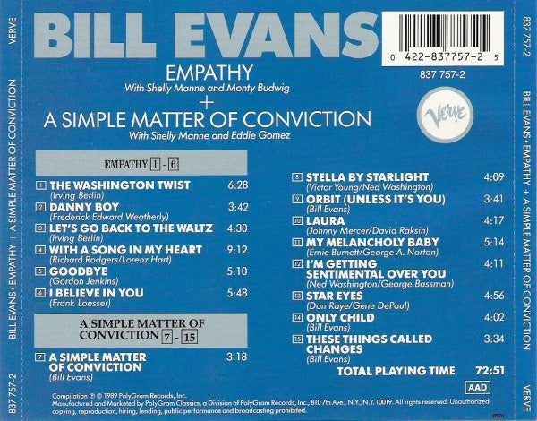 Bill Evans : Empathy + A Simple Matter Of Conviction (CD, Comp, RM)