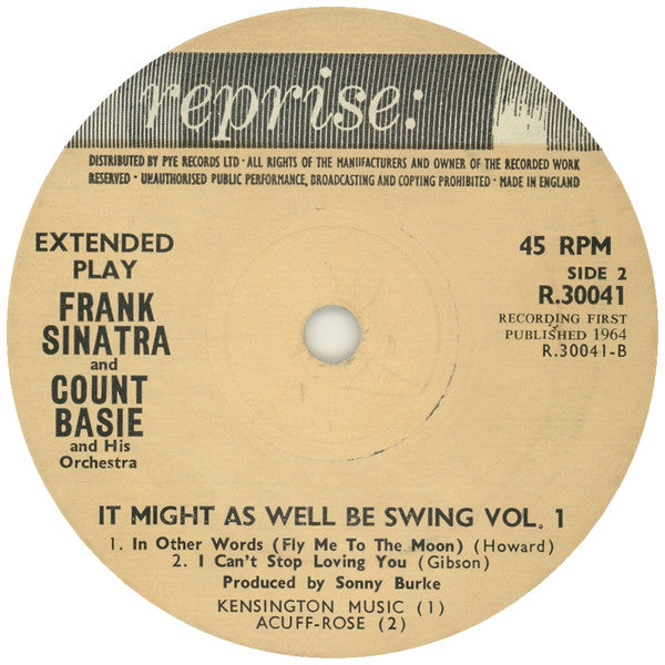 Frank Sinatra With Count Basie Orchestra : It Might As Well Be Swing Volume One (7", EP, Mono)