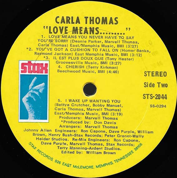 Carla Thomas : Love Means... (LP, Album, ARP)