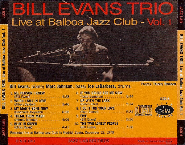 The Bill Evans Trio : Live At Balboa Jazz Club Vol. 1 (CD, Comp)