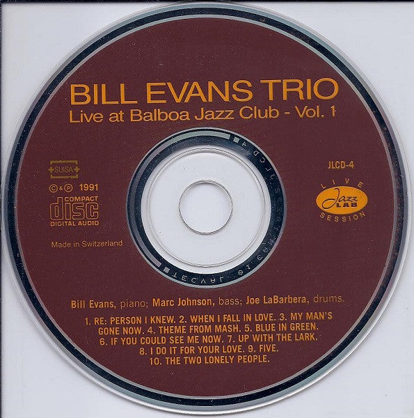 The Bill Evans Trio : Live At Balboa Jazz Club Vol. 1 (CD, Comp)