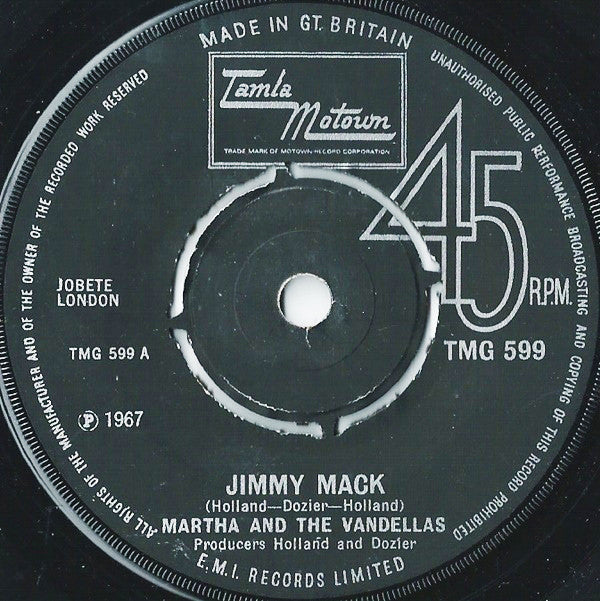 Martha Reeves & The Vandellas : Jimmy Mack (7", RE, Pus)