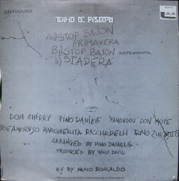 Tullio De Piscopo : Stop Bajon...Primavera (Club Mix) (12")