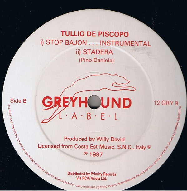 Tullio De Piscopo : Stop Bajon...Primavera (Club Mix) (12")
