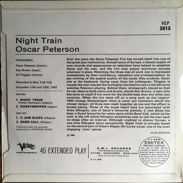 The Oscar Peterson Trio : Night Train (7", EP, Mono)