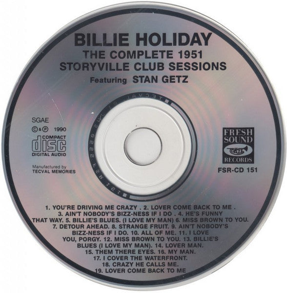Billie Holiday Featuring Stan Getz : The Complete 1951 Storyville Club Sessions (CD, Album)