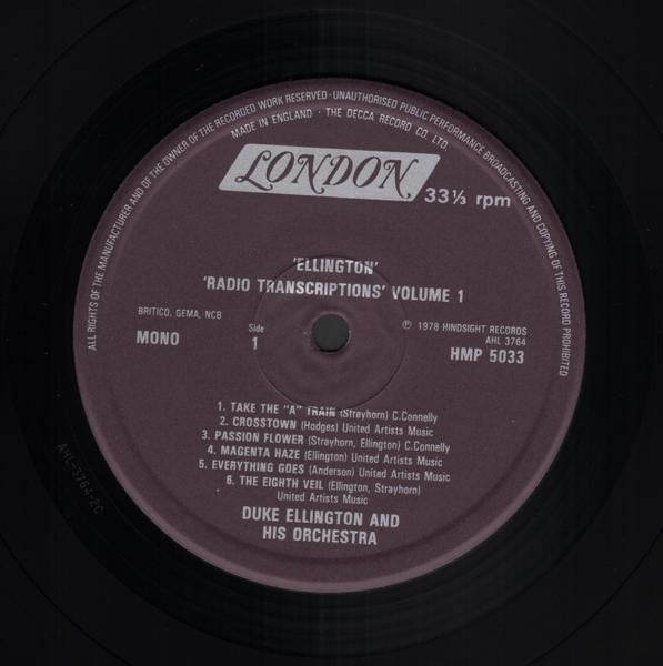 Duke Ellington And His Orchestra : The Radio Transcriptions Vol. 1 (LP, Album, Mono)