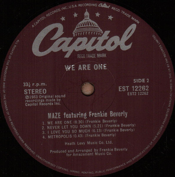 Maze Featuring Frankie Beverly : We Are One (LP, Album)