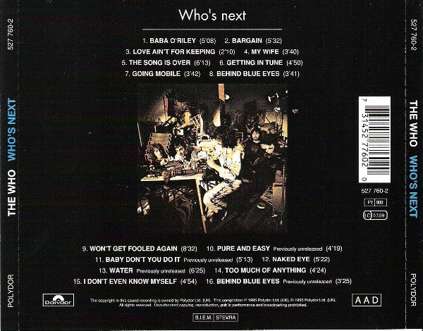 The Who : Who's Next (CD, Album, RE, RM)