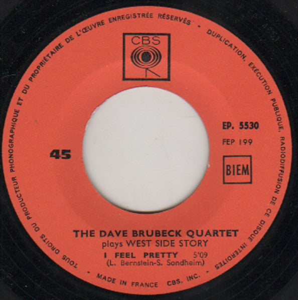 The Dave Brubeck Quartet : Plays Music From "West Side Story" (7", EP, Mono)