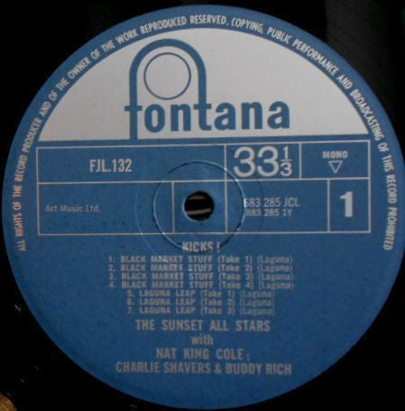 The Sunset All Stars With Nat King Cole, Charlie Shavers & Buddy Rich : Kicks! (LP, Album)