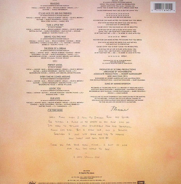 Minnie Riperton : Perfect Angel (LP, Album, RE)