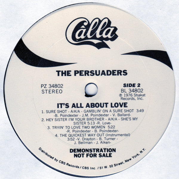 The Persuaders : It's All About Love (LP, Album, Promo)