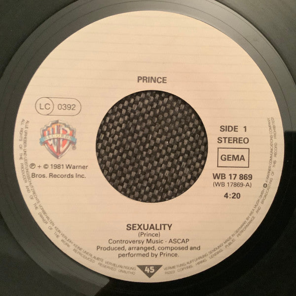 Prince : Sexuality (7", Single, Phi)