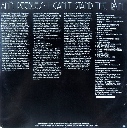Ann Peebles : I Can't Stand The Rain (LP, Album, RE)
