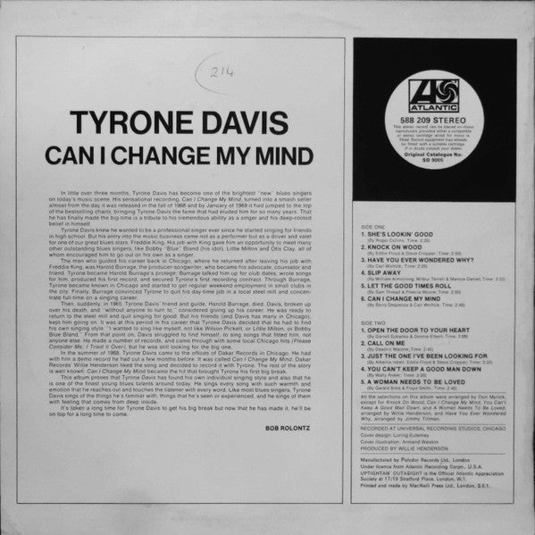 Tyrone Davis : Can I Change My Mind (LP, Album)