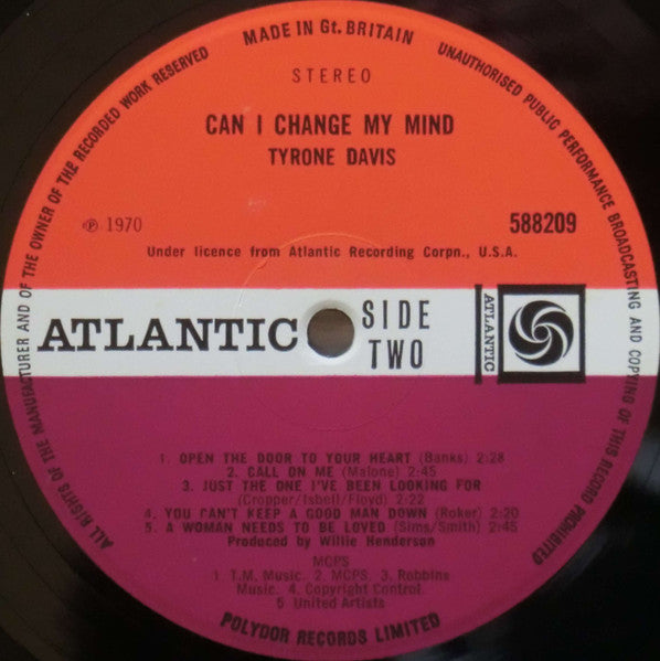 Tyrone Davis : Can I Change My Mind (LP, Album)