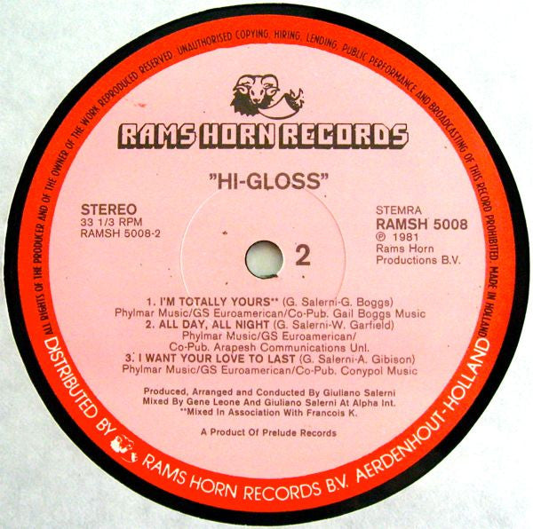 Hi-Gloss : Hi-Gloss (LP, Album)