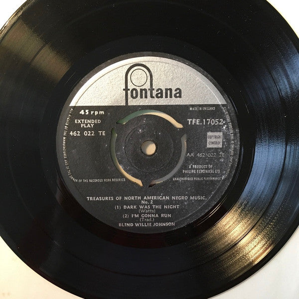 Blind Willie Johnson : Treasures Of North American Negro Music, Volume 2 (7", EP, Comp)