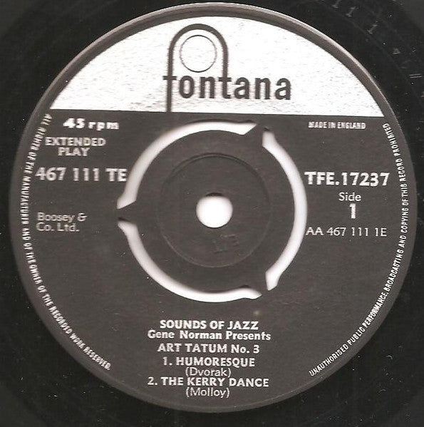 Art Tatum : Gene Norman Presents Sounds Of Jazz No. 3 (7", EP)