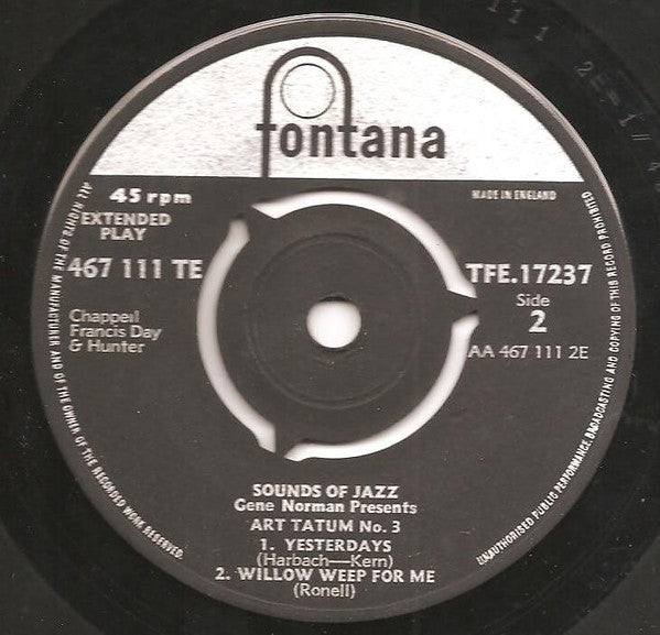 Art Tatum : Gene Norman Presents Sounds Of Jazz No. 3 (7", EP)