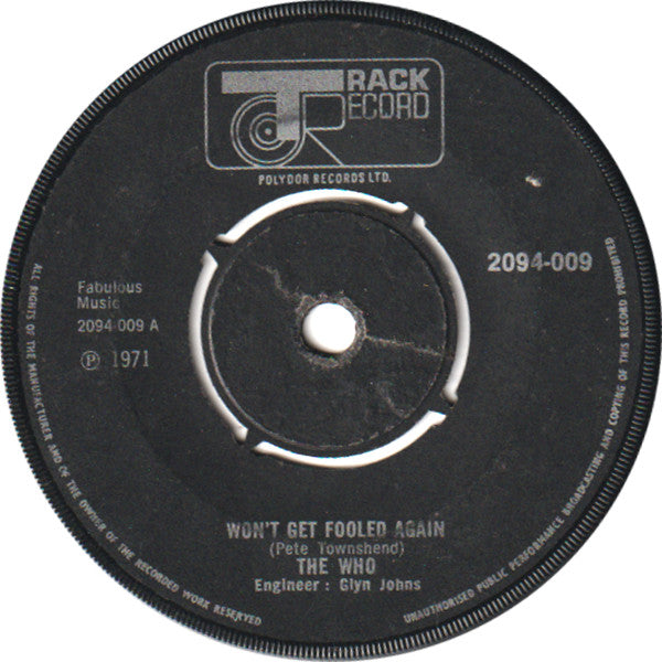 The Who : Won't Get Fooled Again (7", Exp)