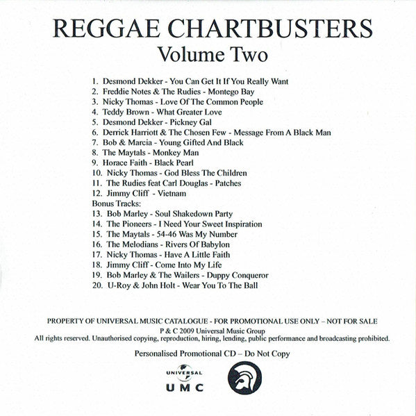 Various : Reggae Chartbusters (Volume Two) (CDr, Album, Comp, Promo, RE, RM)