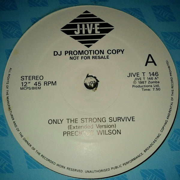 Precious Wilson : Only The Strong Survive (12", Promo)