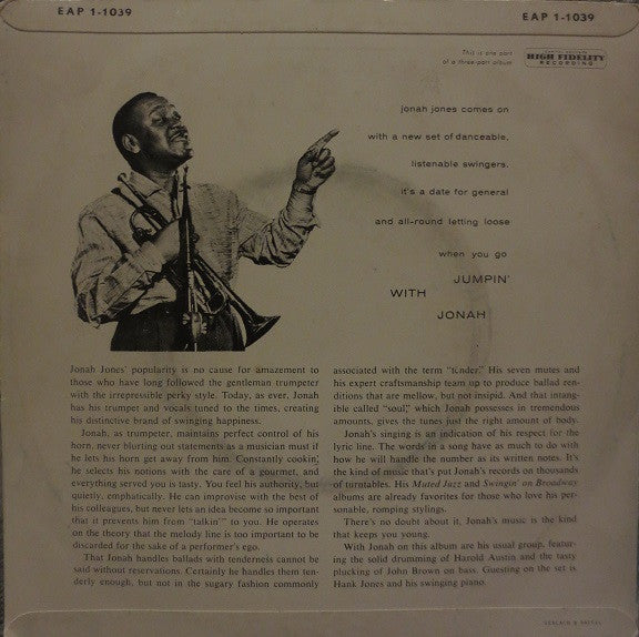 The Jonah Jones Quartet : Jumpin' With Jonah Part 1 (7", EP)