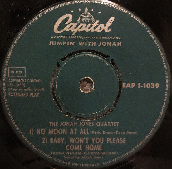 The Jonah Jones Quartet : Jumpin' With Jonah Part 1 (7", EP)