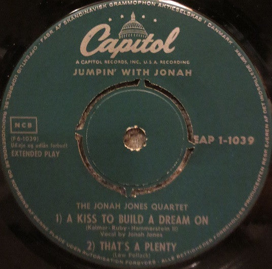 The Jonah Jones Quartet : Jumpin' With Jonah Part 1 (7", EP)