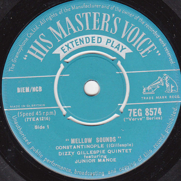 Dizzy Gillespie Quintet Featuring Junior Mance : Mellow Sounds (7", EP, Mono)