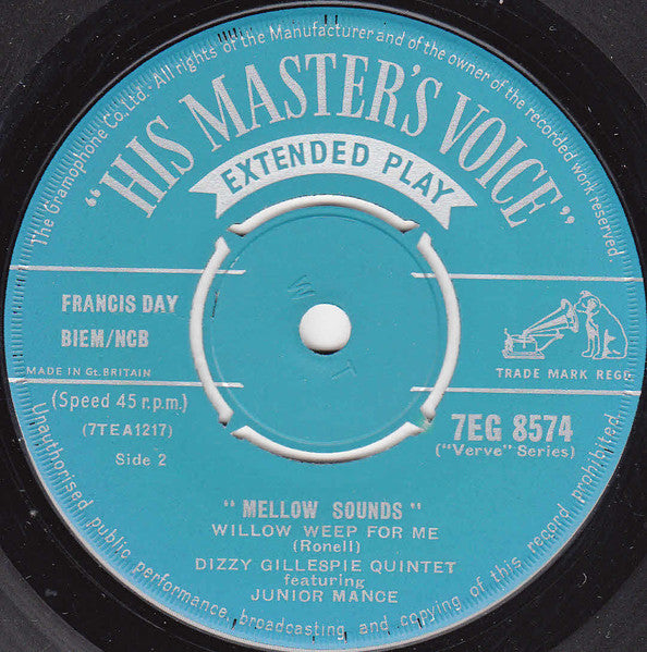 Dizzy Gillespie Quintet Featuring Junior Mance : Mellow Sounds (7", EP, Mono)