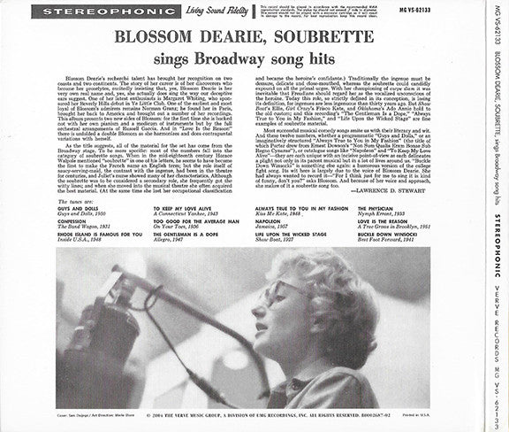 Blossom Dearie : Soubrette Sings Broadway Hit Songs (CD, Album, Ltd, RE, RM, Dig)