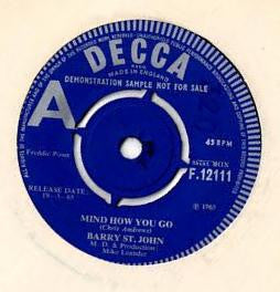 Barry St. John : Mind How You Go (7", Single, Promo)