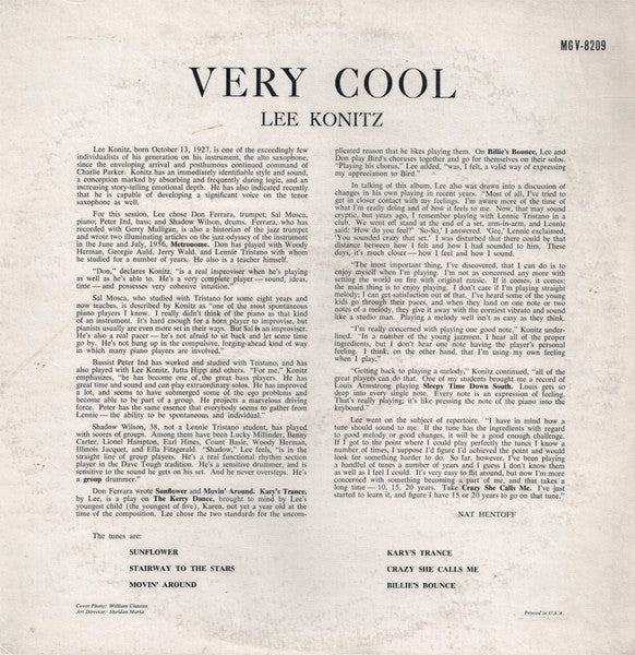 Lee Konitz : Very Cool (LP, Album, Mono)