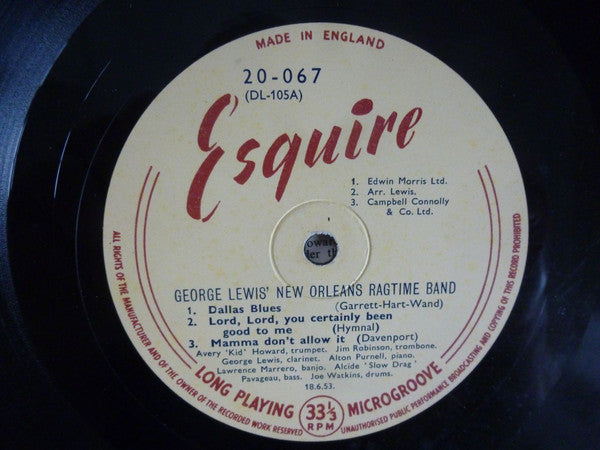 George Lewis' Ragtime Band : Volume One (10", Mono)
