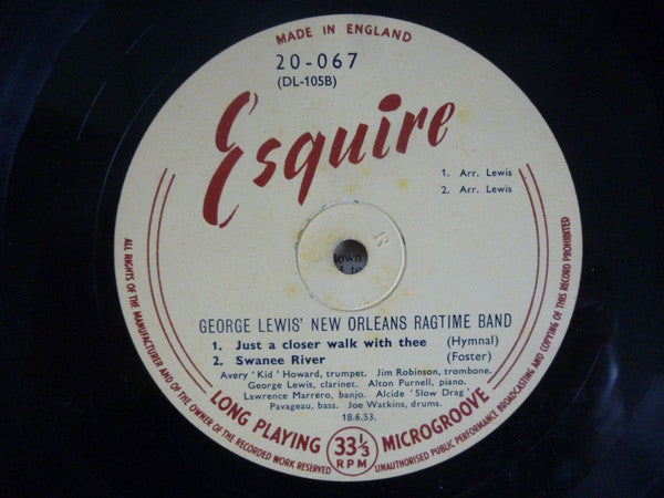 George Lewis' Ragtime Band : Volume One (10", Mono)