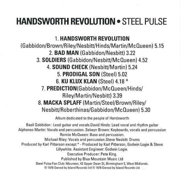 Steel Pulse : Handsworth Revolution (CD, Album, RE, PMD)