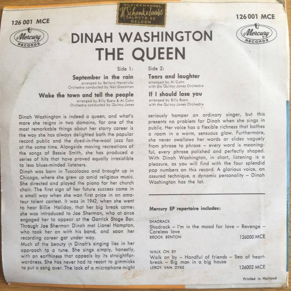 Dinah Washington : The Queen (7", EP)