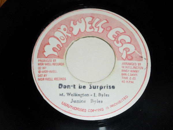Junior Byles : Don't Be Surprise (7")